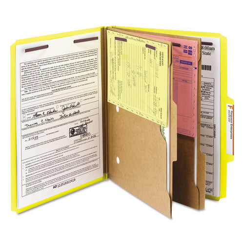 Smead® wholesale. 6-section Pressboard Top Tab Pocket-style Classification Folders With Safeshield Fasteners, 2 Dividers, Letter, Yellow, 10-bx. HSD Wholesale: Janitorial Supplies, Breakroom Supplies, Office Supplies.
