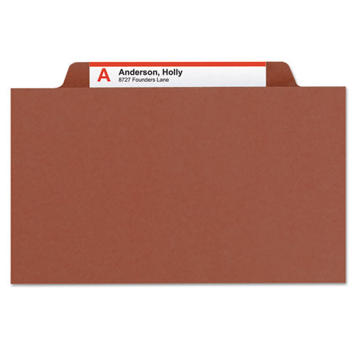Smead® wholesale. 100% Recycled Pressboard Classification Folders, 3 Dividers, Letter Size, Red, 10-box. HSD Wholesale: Janitorial Supplies, Breakroom Supplies, Office Supplies.