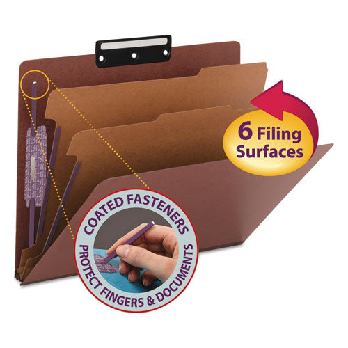 Smead® wholesale. Pressboard Classification Folders With Safeshield Coated Fasteners, 1-3-cut, 2 Dividers, Letter Size, Red, 10-box. HSD Wholesale: Janitorial Supplies, Breakroom Supplies, Office Supplies.