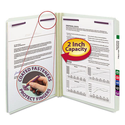 Smead® wholesale. Recycled Pressboard Folders With Two Safeshield Coated Fasteners, Straight Tab, 2" Expansion, Letter Size, Gray-green, 25-box. HSD Wholesale: Janitorial Supplies, Breakroom Supplies, Office Supplies.