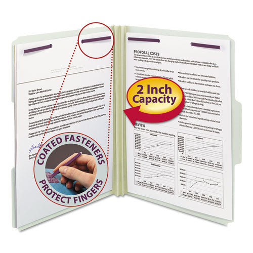 Smead® wholesale. Recycled Pressboard Folders With Two Safeshield Coated Fasteners, 1-3-cut Tabs, 2" Expansion, Letter Size, Gray-green, 25-box. HSD Wholesale: Janitorial Supplies, Breakroom Supplies, Office Supplies.