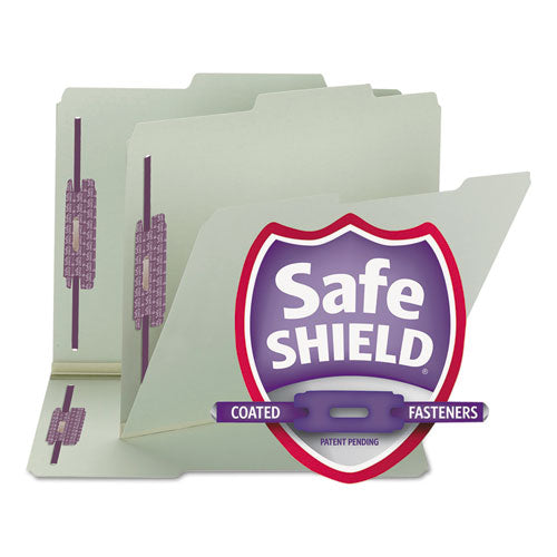 Smead® wholesale. Recycled Pressboard Folders W-two Safeshield Fasteners, 2-5-cut Tab, Right Of Center, 1" Exp, Letter Size, Gray-green, 25-box. HSD Wholesale: Janitorial Supplies, Breakroom Supplies, Office Supplies.