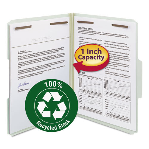 Smead® wholesale. 100% Recycled Pressboard Fastener Folders, Letter Size, Gray-green, 25-box. HSD Wholesale: Janitorial Supplies, Breakroom Supplies, Office Supplies.