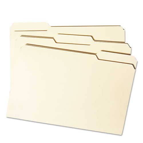 Smead® wholesale. Reinforced Tab Manila File Folders, 1-3-cut Tabs, Legal Size, 11 Pt. Manila, 100-box. HSD Wholesale: Janitorial Supplies, Breakroom Supplies, Office Supplies.