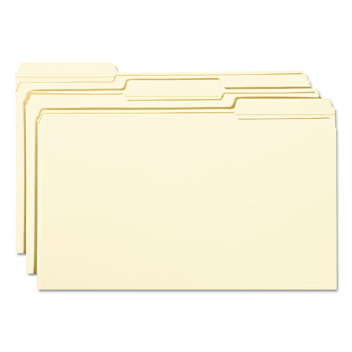 Smead® wholesale. Reinforced Tab Manila File Folders, 1-3-cut Tabs, Legal Size, 11 Pt. Manila, 100-box. HSD Wholesale: Janitorial Supplies, Breakroom Supplies, Office Supplies.