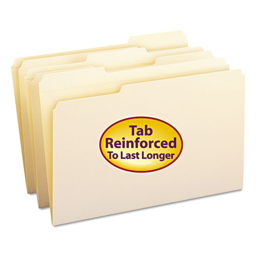 Smead® wholesale. Reinforced Tab Manila File Folders, 1-3-cut Tabs, Legal Size, 11 Pt. Manila, 100-box. HSD Wholesale: Janitorial Supplies, Breakroom Supplies, Office Supplies.