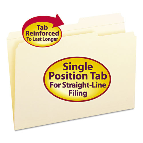 Smead® wholesale. Reinforced Guide Height File Folders, 2-5-cut Tabs, Right Of Center, Legal Size, Manila, 100-box. HSD Wholesale: Janitorial Supplies, Breakroom Supplies, Office Supplies.