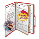 Smead® wholesale. Four-section Pressboard Top Tab Classification Folders With Safeshield Fasteners, 1 Divider, Legal Size, Bright Red, 10-box. HSD Wholesale: Janitorial Supplies, Breakroom Supplies, Office Supplies.