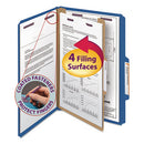 Smead® wholesale. Four-section Pressboard Top Tab Classification Folders With Safeshield Fasteners, 1 Divider, Legal Size, Dark Blue, 10-box. HSD Wholesale: Janitorial Supplies, Breakroom Supplies, Office Supplies.
