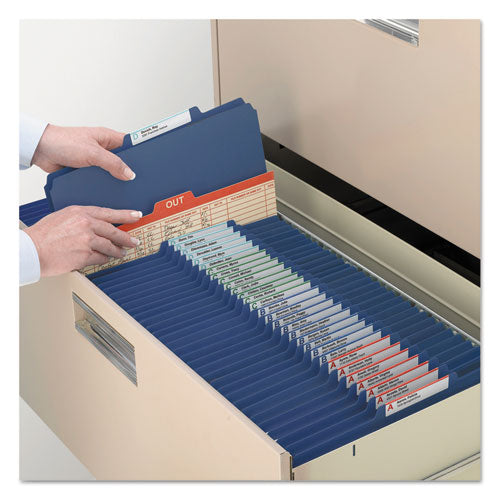 Smead® wholesale. Four-section Pressboard Top Tab Classification Folders With Safeshield Fasteners, 1 Divider, Legal Size, Dark Blue, 10-box. HSD Wholesale: Janitorial Supplies, Breakroom Supplies, Office Supplies.