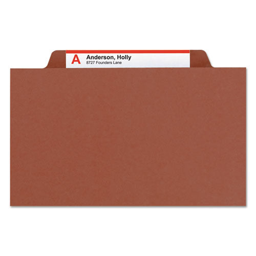 Smead® wholesale. Pressboard Classification Folders With Safeshield Coated Fasteners, 2-5 Cut, 1 Divider, Legal Size, Red, 10-box. HSD Wholesale: Janitorial Supplies, Breakroom Supplies, Office Supplies.