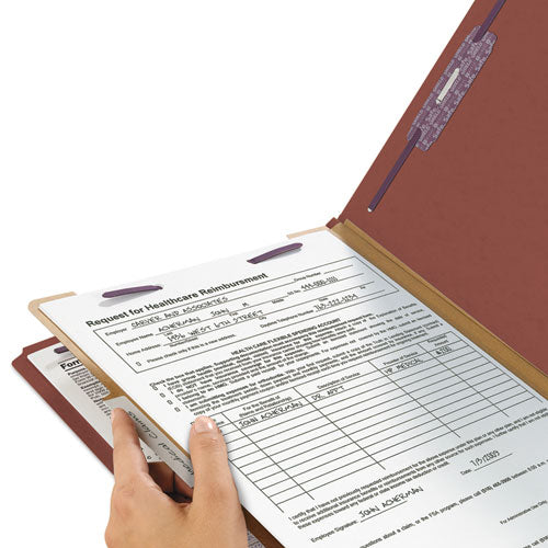Smead® wholesale. Pressboard Classification Folders With Safeshield Coated Fasteners, 2-5 Cut, 1 Divider, Legal Size, Red, 10-box. HSD Wholesale: Janitorial Supplies, Breakroom Supplies, Office Supplies.