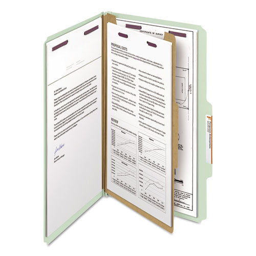 Smead® wholesale. Pressboard Classification Folders With Safeshield Coated Fasteners, 2-5 Cut, 1 Divider, Legal Size, Gray-green, 10-box. HSD Wholesale: Janitorial Supplies, Breakroom Supplies, Office Supplies.