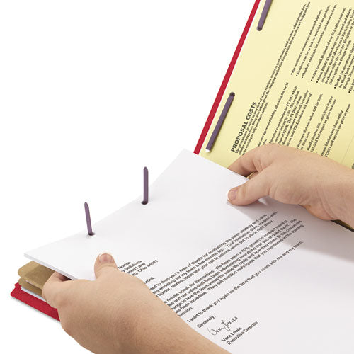 Smead® wholesale. Six-section Pressboard Top Tab Classification Folders With Safeshield Fasteners, 2 Dividers, Legal Size, Bright Red, 10-box. HSD Wholesale: Janitorial Supplies, Breakroom Supplies, Office Supplies.