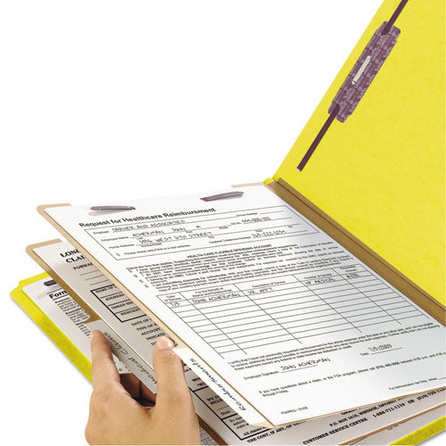 Smead® wholesale. Six-section Pressboard Top Tab Classification Folders With Safeshield Fasteners, 2 Dividers, Legal Size, Yellow, 10-box. HSD Wholesale: Janitorial Supplies, Breakroom Supplies, Office Supplies.