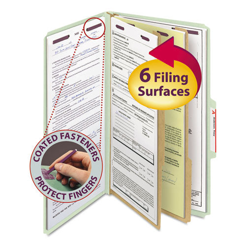 Smead® wholesale. Pressboard Classification Folders With Safeshield Coated Fasteners, 2-5 Cut, 2 Dividers, Legal Size, Gray-green, 10-box. HSD Wholesale: Janitorial Supplies, Breakroom Supplies, Office Supplies.