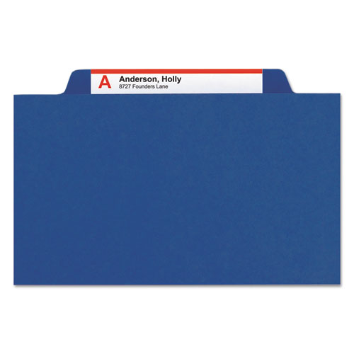 Smead® wholesale. 6-section Pressboard Top Tab Pocket-style Classification Folders W- Safeshield Fasteners, 2 Dividers, Legal, Dark Blue, 10-bx. HSD Wholesale: Janitorial Supplies, Breakroom Supplies, Office Supplies.