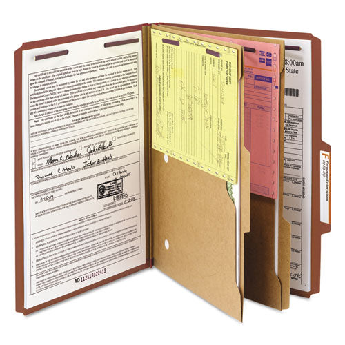 Smead® wholesale. 6-section Pressboard Top Tab Pocket-style Classification Folders With Safeshield Fasteners, 2 Dividers, Legal, Red, 10-box. HSD Wholesale: Janitorial Supplies, Breakroom Supplies, Office Supplies.