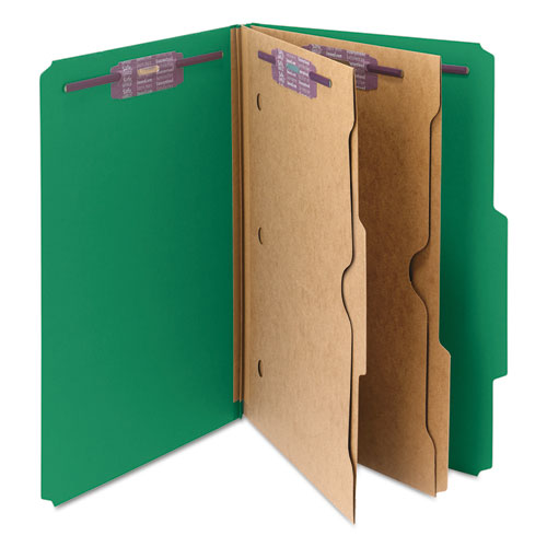 Smead® wholesale. 6-section Pressboard Top Tab Pocket-style Classification Folders With Safeshield Fasteners, 2 Dividers, Legal, Green, 10-bx. HSD Wholesale: Janitorial Supplies, Breakroom Supplies, Office Supplies.