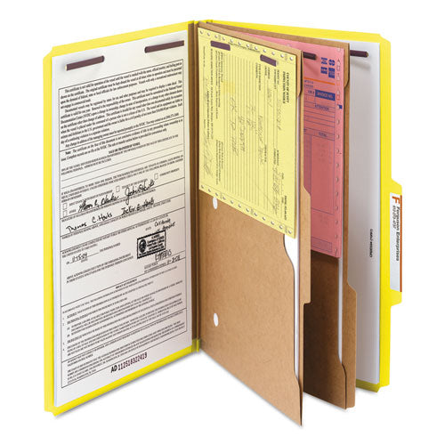 Smead® wholesale. 6-section Pressboard Top Tab Pocket-style Classification Folders With Safeshield Fasteners, 2 Dividers, Legal, Yellow, 10-bx. HSD Wholesale: Janitorial Supplies, Breakroom Supplies, Office Supplies.