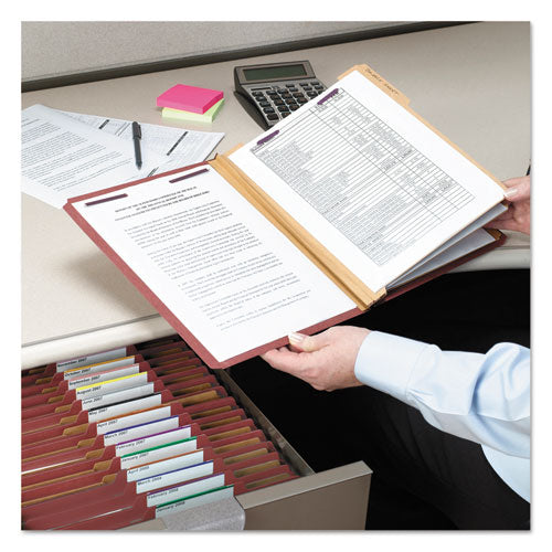 Smead® wholesale. Pressboard Classification Folders With Safeshield Coated Fasteners, 2-5 Cut, 3 Dividers, Legal Size, Red, 10-box. HSD Wholesale: Janitorial Supplies, Breakroom Supplies, Office Supplies.