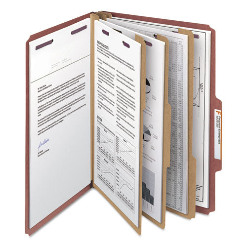 Smead® wholesale. Pressboard Classification Folders With Safeshield Coated Fasteners, 2-5 Cut, 3 Dividers, Legal Size, Red, 10-box. HSD Wholesale: Janitorial Supplies, Breakroom Supplies, Office Supplies.