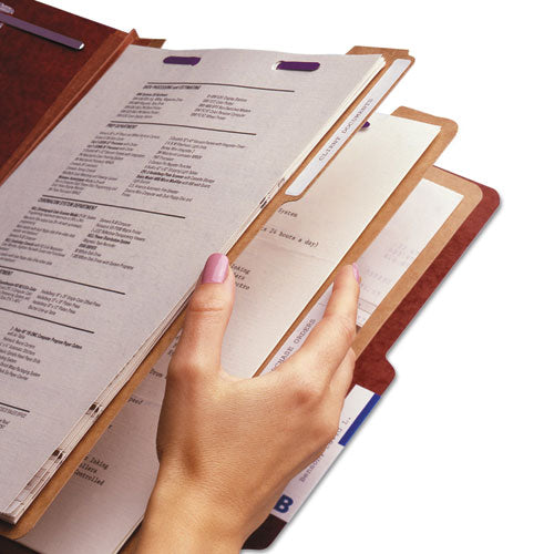 Smead® wholesale. Pressboard Classification Folders With Safeshield Coated Fasteners, 2-5 Cut, 3 Dividers, Legal Size, Red, 10-box. HSD Wholesale: Janitorial Supplies, Breakroom Supplies, Office Supplies.
