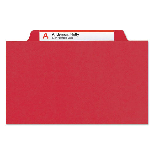 Smead® wholesale. Eight-section Pressboard Top Tab Classification Folders With Safeshield Fasteners, 3 Dividers, Legal Size, Bright Red, 10-box. HSD Wholesale: Janitorial Supplies, Breakroom Supplies, Office Supplies.
