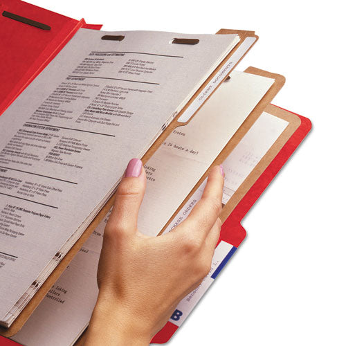 Smead® wholesale. Eight-section Pressboard Top Tab Classification Folders With Safeshield Fasteners, 3 Dividers, Legal Size, Bright Red, 10-box. HSD Wholesale: Janitorial Supplies, Breakroom Supplies, Office Supplies.