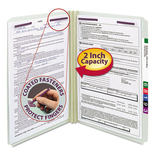 Smead® wholesale. Recycled Pressboard Folders With Two Safeshield Coated Fasteners, Straight Tab, 2" Expansion, Legal Size, Gray-green, 25-box. HSD Wholesale: Janitorial Supplies, Breakroom Supplies, Office Supplies.