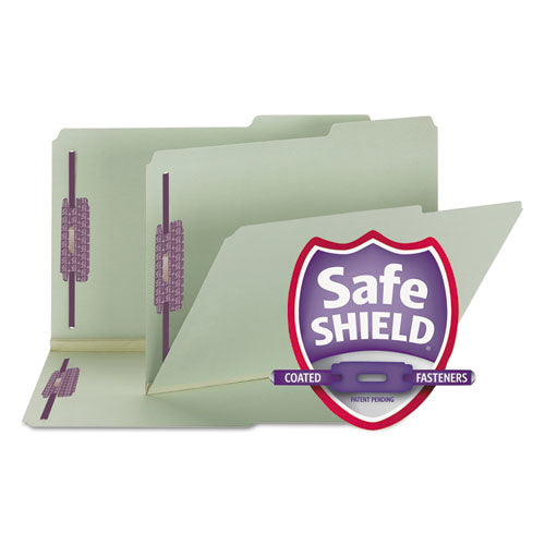 Smead® wholesale. Recycled Pressboard Folders W-two Safeshield Fasteners, 2-5-cut Tabs, Right Of Center, 2" Exp, Legal Size, Gray-green, 25-box. HSD Wholesale: Janitorial Supplies, Breakroom Supplies, Office Supplies.