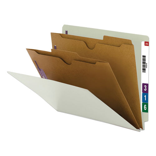 Smead® wholesale. X-heavy End Tab Pressboard Classification Folders W-safeshield Fasteners, 2-pocket Dividers, Letter Size, Gray-green, 10-box. HSD Wholesale: Janitorial Supplies, Breakroom Supplies, Office Supplies.