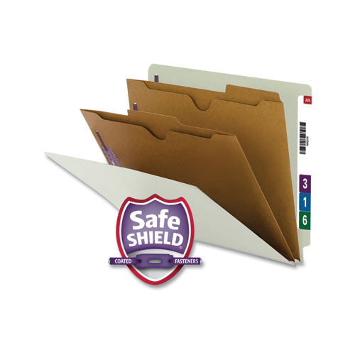 Smead® wholesale. X-heavy End Tab Pressboard Classification Folders W-safeshield Fasteners, 2-pocket Dividers, Letter Size, Gray-green, 10-box. HSD Wholesale: Janitorial Supplies, Breakroom Supplies, Office Supplies.