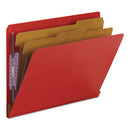Smead® wholesale. End Tab Pressboard Classification Folders With Safeshield Fasteners, 2 Dividers, Letter Size, Bright Red, 10-box. HSD Wholesale: Janitorial Supplies, Breakroom Supplies, Office Supplies.