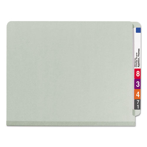 Smead® wholesale. End Tab Pressboard Classification Folders With Safeshield Coated Fasteners, 3 Dividers, Letter Size, Gray-green, 10-box. HSD Wholesale: Janitorial Supplies, Breakroom Supplies, Office Supplies.