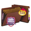Smead® wholesale. End Tab Pressboard Classification Folders With Safeshield Coated Fasteners, 3 Dividers, Letter Size, Red, 10-box. HSD Wholesale: Janitorial Supplies, Breakroom Supplies, Office Supplies.