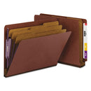 Smead® wholesale. End Tab Pressboard Classification Folders With Safeshield Coated Fasteners, 3 Dividers, Letter Size, Red, 10-box. HSD Wholesale: Janitorial Supplies, Breakroom Supplies, Office Supplies.