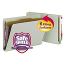 Smead® wholesale. End Tab Pressboard Classification Folders With Safeshield Coated Fasteners, 1 Divider, Legal Size, Gray-green, 10-box. HSD Wholesale: Janitorial Supplies, Breakroom Supplies, Office Supplies.