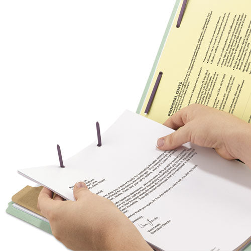 Smead® wholesale. End Tab Pressboard Classification Folders With Safeshield Coated Fasteners, 1 Divider, Legal Size, Gray-green, 10-box. HSD Wholesale: Janitorial Supplies, Breakroom Supplies, Office Supplies.