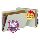 Smead® wholesale. End Tab Pressboard Classification Folders With Safeshield Coated Fasteners, 2 Dividers, Legal Size, Gray-green, 10-box. HSD Wholesale: Janitorial Supplies, Breakroom Supplies, Office Supplies.