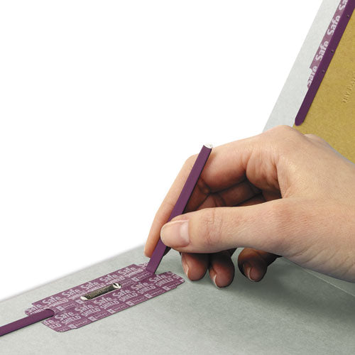 Smead® wholesale. End Tab Pressboard Classification Folders With Safeshield Coated Fasteners, 2 Dividers, Legal Size, Gray-green, 10-box. HSD Wholesale: Janitorial Supplies, Breakroom Supplies, Office Supplies.