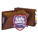 Smead® wholesale. End Tab Pressboard Classification Folders With Safeshield Coated Fasteners, 3 Dividers, Legal Size, Red, 10-box. HSD Wholesale: Janitorial Supplies, Breakroom Supplies, Office Supplies.