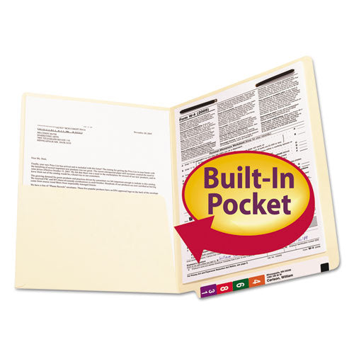 Smead® wholesale. Heavyweight Manila End Tab Pocket Folders With One Fastener, Straight Tab, Letter Size, 50-box. HSD Wholesale: Janitorial Supplies, Breakroom Supplies, Office Supplies.