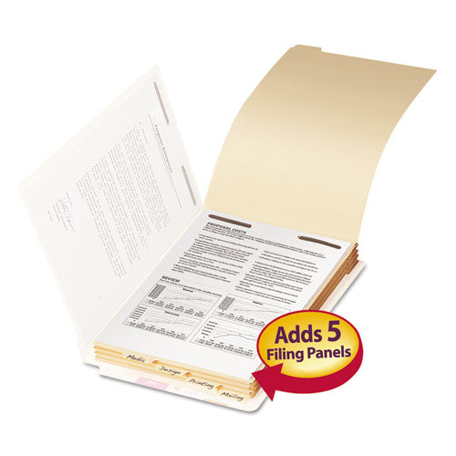 Smead® wholesale. Stackable Folder Dividers W- Fasteners, 1-5-cut End Tab, Legal Size, Manila, 50-pack. HSD Wholesale: Janitorial Supplies, Breakroom Supplies, Office Supplies.