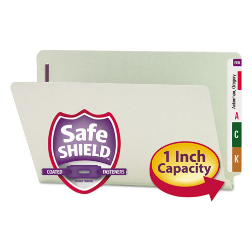 Smead® wholesale. End Tab 1" Expansion Pressboard File Folders W-two Safeshield Coated Fasteners, Straight Tab, Legal Size, Gray-green, 25-box. HSD Wholesale: Janitorial Supplies, Breakroom Supplies, Office Supplies.