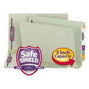 Smead® wholesale. End Tab 3" Expansion Pressboard File Folders With Two Safeshield Coated Fasteners, Straight Tab, Legal, Gray-green, 25-box. HSD Wholesale: Janitorial Supplies, Breakroom Supplies, Office Supplies.