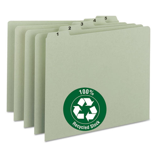 Smead® wholesale. 100% Recycled Daily Top Tab File Guide Set, 1-5-cut Top Tab, 1 To 31, 8.5 X 11, Green, 31-set. HSD Wholesale: Janitorial Supplies, Breakroom Supplies, Office Supplies.