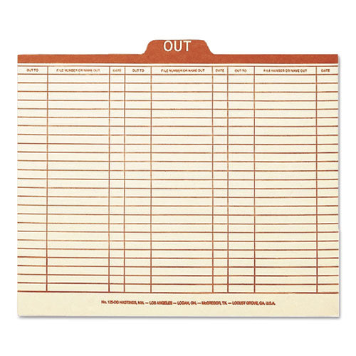 Smead® wholesale. Manila Out Guides, Printed Form Style, 1-5-cut Top Tab, Out, 8.5 X 11, Manila, 100-box. HSD Wholesale: Janitorial Supplies, Breakroom Supplies, Office Supplies.