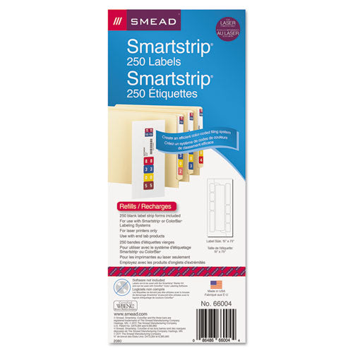 Smead® wholesale. Color-coded Smartstrip Refill Label Forms, Laser Printer, Assorted, 1.5 X 7.5, White, 250-pack. HSD Wholesale: Janitorial Supplies, Breakroom Supplies, Office Supplies.