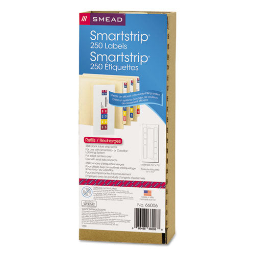 Smead® wholesale. Color-coded Smartstrip Refill Label Forms, Inkjet Printer, Assorted, 1.5 X 7.5, White, 250-pack. HSD Wholesale: Janitorial Supplies, Breakroom Supplies, Office Supplies.